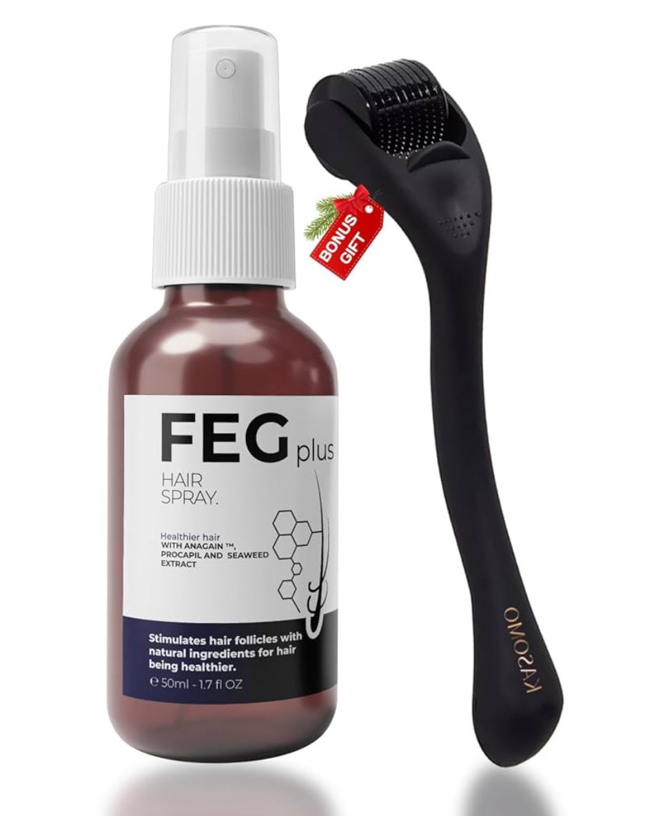 FEG Plus Hair Growth Spray & Derma Roller – Anti Hair Loss for Men & Women