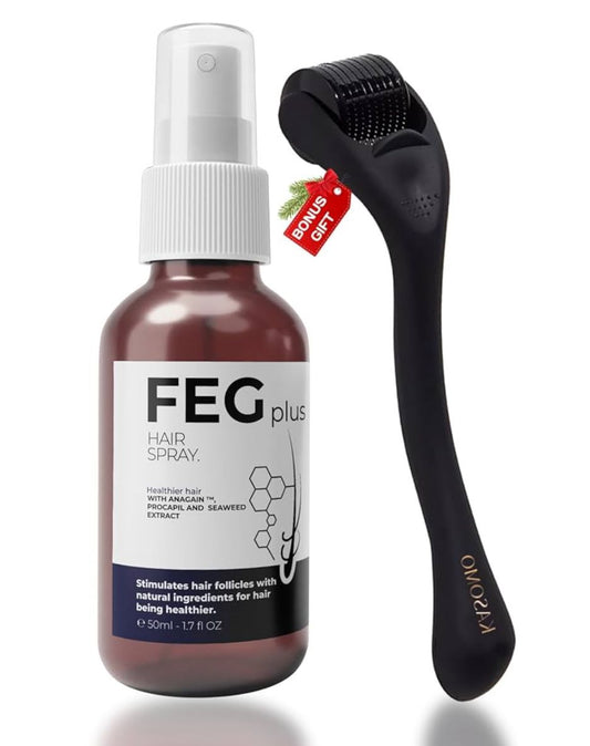 FEG Plus Hair Growth Spray & Derma Roller – Anti Hair Loss for Men & Women